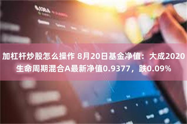 加杠杆炒股怎么操作 8月20日基金净值：大成2020生命周期混合A最新净值0.9377，跌0.09%